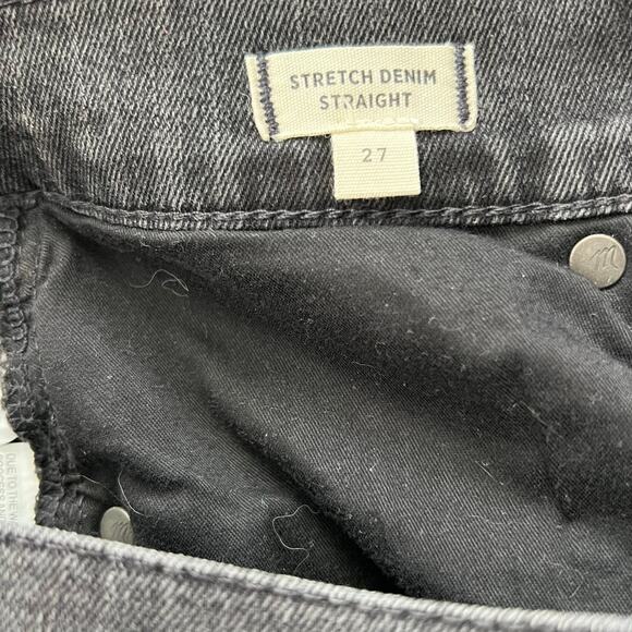 Madewell Aged Black Denim Skirt Women’s Size 27 Stretch Straight Raw Hem - Picture 4 of 5